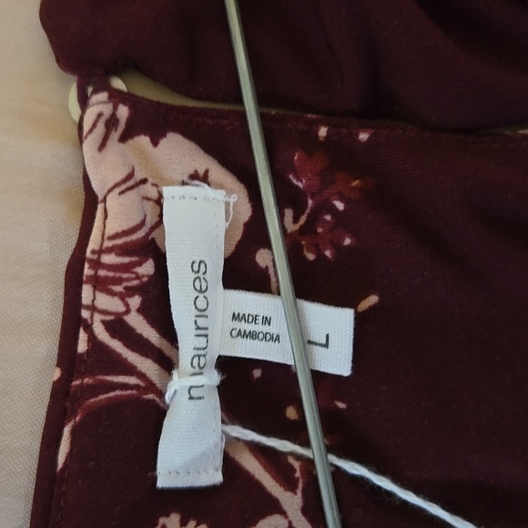 Stunning Floral Burgundy Jumpsuit Size Lg Adjustable Strap Wide Leg Tie Front - Picture 10 of 10